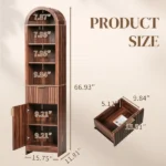 1-Door 1-Drawer 4-Tier Bathroom Vanity Grille-Finished MDF Melamine-Faced Bathroom Cabinet Arched Top 15.75*11.81*66.93in Walnut - Image 5