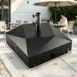 Fillable Patio Umbrella Base with 4 Rolling Wheels & Locks, Heavy Duty Water Sand Weighted HDPE Umbrella Stand Universal for 6-10ft Outdoor Umbrella - Image 6