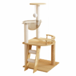 41.3" Modern Cat Tower, Wood Cat Tree Tower for Indoor Cats, Cat Treewith Sisal-Covered Scratching Posts and Top Perch, Cat Condo with Acrylic Hammock for Small Large Cats - Image 2