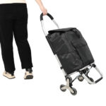 Shopping Stair Trolley with Wheels,Trolley Black Foldable Shopping Cart,Removable Shopping Oxford Waterproof Bag,Stainless Steel Triangular Wheels, Black - Image 17