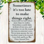 CIFbuy Sarcastic Retro Metal Sign Sometimes It's Too Late To Correct Rustic Wall Decor For Home Porch Garage Cafe Bar Garden (TikTok, temu pick-up service)