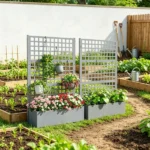 Gray 43" x 16" x 70" Galvanized Planter Box – Raised Garden Bed with Trellis for Vines & Climbing Veggies(Only one garden bed) - Image 6