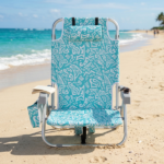 1 PCS Aluminum Beach Chair, 8.5 Inch Seat Height Teal Tribal Pattern, Adjustable Folding Chair with Headrest, Shoulder Strap, 2-in-1 Cup Holder Side Pocket, Back Cooler Bag, Integrated Oxford Fabric with Crossbar, 5 Positions Reclining Lounger, 63x109x84cm, Load Capacity 120KG - Image 17