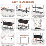 3 Tiered Portable Clothing Rack For Bedroom Entryway Double Hanging Rods Sturdy Iron Garment Rack With Double Height Rods Adjustable Storage Bag Lockable Universal Wheels Easy Assembly - Image 10