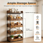 5-Tier Industrial Storage Rack with 4 Drawers, Metal & Engineered Wood Kitchen Pantry Organizer with Anti-Tipping Kit - Image 4
