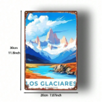CIFbuy 1pc Vintage Metal Sign Argentina Los Glaciares Snow Mountain Lake View, Distressed Wall Art Decorative Painting For Home Cafe TikTok, TikTok, Self-pickup Logiopics - Image 2