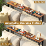 Same Code 75403889 39.4" Narrow Console Sofa Table with Power Outlets and USB Ports, Skinny Couch Table with Metal Frame and Charge Station with 4.9ft Extension Cord, Rustic Brown - Image 12