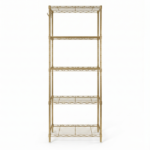 5-layer display rack with adjustable layer spacing, plug-in deformable structure, adjustable feet, made of iron, 54*29*150cm, powder-coated high-gloss gold finish - Image 2