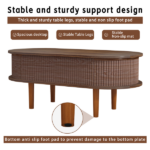 Fluted Lift Top Coffee Table with Hidden Compartment, Wooden Center Table, Modern Oval Lift Tabletop for Home Living Room Office, Walnut Color - Image 5