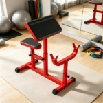 Red 265 LBS Preacher Curl Bench: Adjustable Seated Arm Isolated Barbell Dumbbell Bicep Station for Strength Training - Image 5