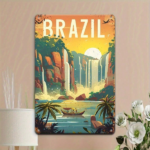 CIFbuy Vintage Iguazu Falls Metal Sign, Retro Brazilian Waterfall Wall Art With Bold BRASIL Text, 12x8 Inch Flat Travel Decor For Home TikTok, TikTok, With Self-pickup Logiopics - Image 4