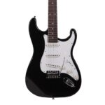 Rosewood Fingerboard Electric Guitar Black w/ White - Image 8