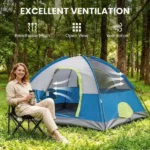 4 Person Waterproof Camping Tent with Rainfly, Easy Setup Dome Tent with Mesh Windows & Skylights, Lightweight Portable Tent for Outdoor Camping, Festivals & Backyard, Blue (Shipment from Walmart) - Image 6