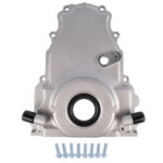 Timing Chain Cover w/ Dual-10AN Turbo Oil Drain Bungs Fits for Gen IV GM LS Series Engines 6.0L 5.3L 4.8L 6.2L V8
