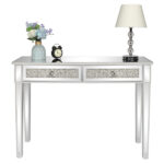 106*38*76cm Modern Mirror Two-Pump Computer Table Silver - Image 8