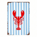 CIFbuy 1pc Vintage Red Lobster Metal Sign 8x12in, Nautical Retro Distressed Wall Art With Blue Striped Background For Home Cafe Bar Gar TikTok, TikTok, Wall Self-pickup Logiopics - Image 7