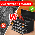 Metal Tool Box with 4 Drawers Portable Steel Tool Chest with Metal Cylinder Lock and Latch Closure, Liner, Powder coating, suitable for Garage, Warehouse and Outdoor Repair job-Black - Image 2