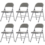 Same Code 31709558 6pcs Elegant Foldable Iron & PVC Chairs for Convention & Exhibition Gray - Image 4