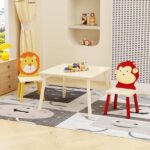 Kids Table and 2 Chairs Set, 3 Pieces Toddler Table and Chair Set, Wooden Activity Play Table Set (Lion&Monkey)-Does not support self pick up - Image 17