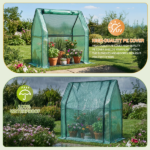 Mini Greenhouse with PE Cover, Indoor Outdoor Plant Gardening Green House for Garden Backyard, 36*18*33in, Green - Image 5