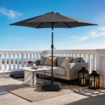 7.5FT Round Outdoor Patio Umbrella with Tilt Adjustment, Crank Lift System, 6 Iron Ribs & Iron Pole, Waterproof UV Protected Polyester Canopy, Gray - Image 21