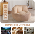 Oversized Bean Bag Chairs,Multicolor Faux Fur Couch Filled with Shredded Sponge,Large Lounger Sofa For Living Room,No Assembly Required ,Brown+Camel - Image 7