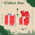 12in Motorized Pop-up Gift Box with Santa, Outdoor Christmas Decorations with Motor & 60 LED Lights, for Xmas Outdoor Holiday Indoor Decor Lighted Holiday Displays - Image 2