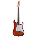 ST Stylish Electric Guitar with Black Pickguard Red - Image 28