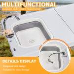 50" Folding Fish Cleaning Table with Sink, Bi-Folding Portable Camping Sink Station with Drain Hose, Trash Can, Foldable Outdoor Sink for Camping, Fishing, BBQ - Image 9