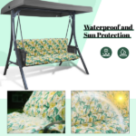 Outdoor Swing Cushions 63 Inch, Waterproof 4" Thick Porch Swing Cushion Replacement with Backrest and Ties, Comfortable 2-3 Seat Pation Swing Pad for Backyard, Garden, Lawn, Outdoor Furniture clover - Image 3