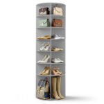 7-tier, 360° rotating wood-plastic composite shoe rack, 60*60*184cm, gray - Image 16