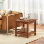 Versatile 2-Tier Wooden Side Table, Easy Assembly Nightstand for Garden Living Room Poolside - Image 5