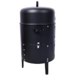 17 Inch Steel Charcoal Smoker, Heavy Duty Round BBQ Grill for Outdoor Cooking, Black - Image 15