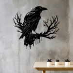 CIFbuy Gothic Black Metal Crow Wall Art Vintage Industrial Bird Silhouette Wall Decor TikTok, temu pick-up service - Image 6