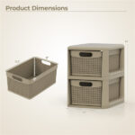 2-Drawer PP Storage Organizer Wicker Style Narrow Cabinet for Home Office - Image 5
