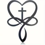CIFbuy Metal Paint Baked Cross Heart Infinity Ichthys Wall Art Christian Home Decor (TikTok, temu pickup)