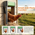 Solar Powered Automatic Chicken Coop Door with 4 Modes Light Sensor Timer Remote Control, Anti-Pinch Weatherproof Aluminum Opener for Chickens Ducks Rabbits Poultry - Image 4