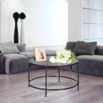 Same Code 13962533 Artisasset 2 Layers 5mm Thick Tempered Glass Countertops Round Wrought Iron Coffee Table Black - Image 15