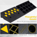 2 Pcs Heavy Duty Rubber Curb Ramp with Drain Channel & Reflective Strips for Driveway - Image 5