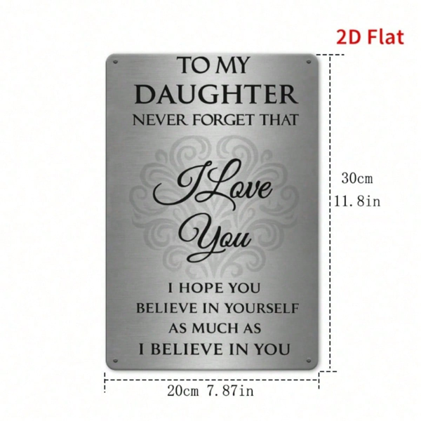 CIFbuy Daughter Love Heart Metal Plaque Sign, Vintage Rustic Wall Art, 2D Flat Print Home Bedroom Decor, Cafe Office Garage Indoor Hang TikTok, TikTok, Print Home Bedroom Decor Self-pickup Logiopics