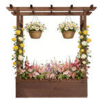 43.5*17.5*44.5 In Fir With Arched Lattice Raised Garden Bed Wooden Planting Frame Carbonized - Image 8
