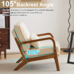 Low Arm Accent Chair - Off-White Corduroy Upholstered Indoor Lounge Chair, Compact Single Seater with Sturdy Frame (330LBS Weight Capacity) - Image 4