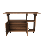 Multi-Functional Folding Table with Storage Shelves and Wheels, 47 Inch Foldable Dining Table for Small Spaces, Compact Desk for Kitchen, Dorm, Office (Walnut) - Image 5