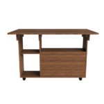 Multi-Functional Folding Table with Storage Shelves and Wheels, 47 Inch Foldable Dining Table for Small Spaces, Compact Desk for Kitchen, Dorm, Office (Walnut) - Image 6