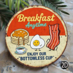 CIFbuy 1Pc Vintage Rustic Retro Metal Wall Sign 8x8Inch Bacon Eggs Pancakes Breakfast Pattern Durable 2D Flat Art Decor Sign For Home K TikTok, TikTok, me K Self-pickup Logiopics - Image 4