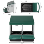 2 Compartment Roll Out Chicken Nesting Box with Plastic Basket, Egg Nest Box Chicken Laying Box Hens Chicken Coop Box, Green - Image 2