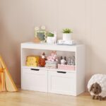 Book Organizer, toy Storage Cabinet Organizer, White - Image 2