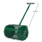 Compost Spreader with Adjustable Handle, 24" Wide, Lawn and Garden Peat Moss Roller with Side Latches, Powder Coated Steel Mesh Basket for Spreading Manure, Topsoil, Green - Image 2