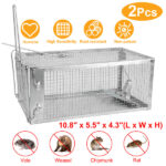 2 pcs Humane Mouse Trap, High Sensitivity Gravity Pedal Auto-Lock Rodent Trap - Sturdy Galvanized Steel, Escape-Proof Small Mesh Design, Safe for Kids & Pets, Easy to Use Indoors/Outdoors for Mice - Image 3