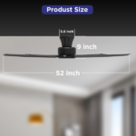 52 inch Ceiling Fans with Lights, Large Air Volume Ceiling Fans with Reversible Quiet DC Motor and Remote, 5X-W5[Unable ship on weekends, TK/TEMU only for pickup, only TX10643 warehouse supports GOFO] - Image 3